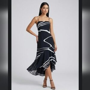 Lily Black and White Asymmetrical Dress